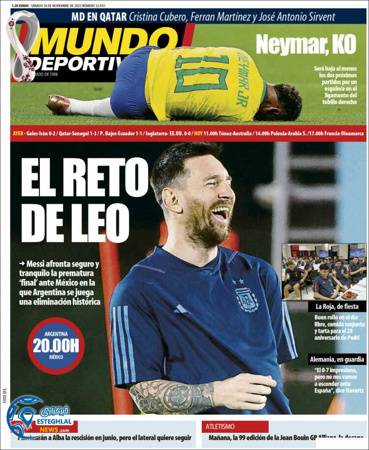 روزنامه ورزشی موندو دپورتیوو شنبه 5 آذر 1401 