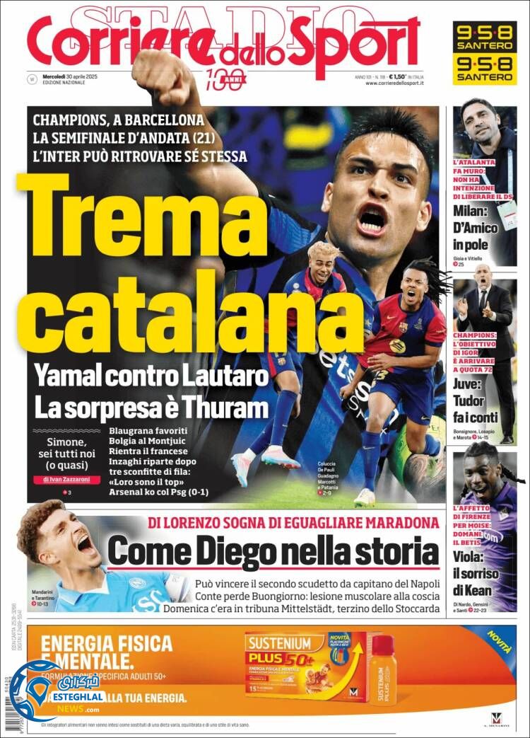 روزنامه ورزشی کوریره دلو اسپورت جهارشنبه 10 اردیبهشت 1404  