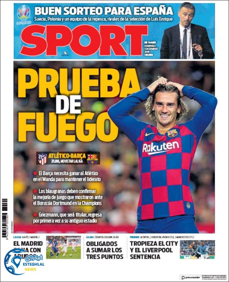 روزنامه ورزشی اسپورت یکشنبه 10 آذر 1398