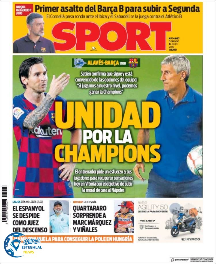 روزنامه ورزشی اسپورت یکشنبه 29 تیر 1399