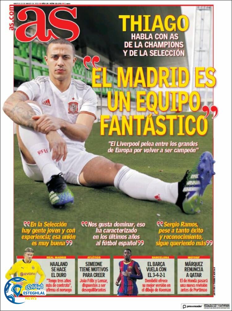 روزنامه ورزشی آ اس سه شنبه 3 فروردین 1400