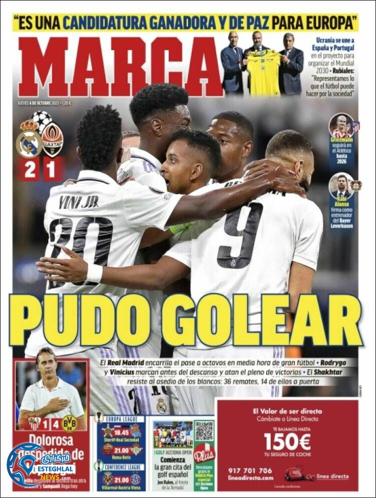 روزنامه ورزشی موندو دپورتیوو پنجشنبه 14 مهر 1401