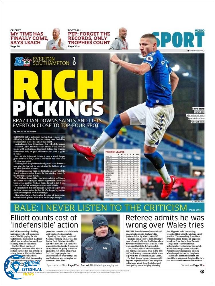 روزنامه ورزشی مترو اسپورت سه شنبه 12 اسفند 1399