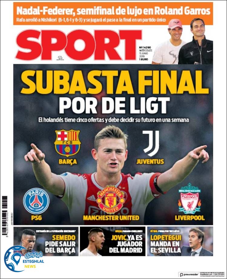 روزنامه ورزشی اسپورت چهارشنبه 15 خرداد 1398