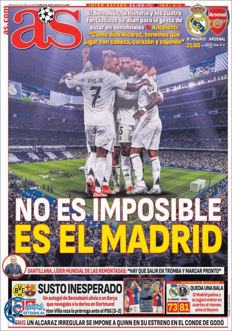 روزنامه  ورزشی آ اس چهارشنبه 27 فروردین 1404 