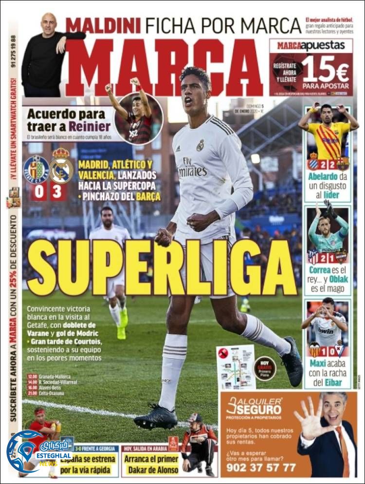 روزنامه ورزشی مارکا یکشنبه 15 دی 1398