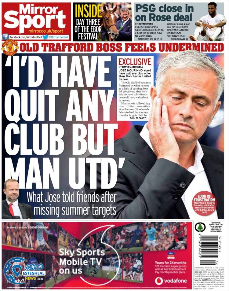 روزنامه  ورزشی میرور اسپورت جمعه 2 شهریور 1397