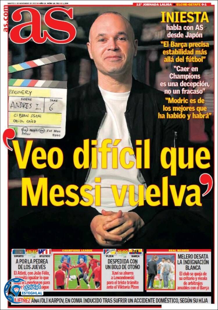 روزنامه ورزشی آ اس سه شنبه 10 آبان 1401 