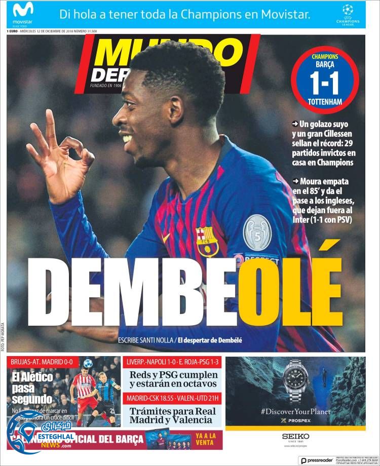 روزنامه ورزشی موندو دپورتیوو چهارشنبه 21 آذر 1397