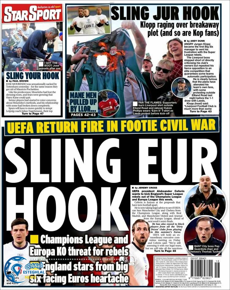 روزنامه ورزشی استار اسپورت سه شنبه 31 فروردین 1400