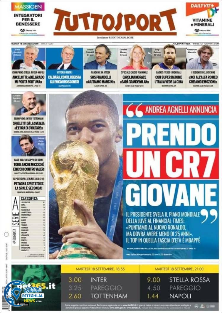 روزنامه  ورزشی توتو اسپورت سه شنبه 27 شهریور 1397