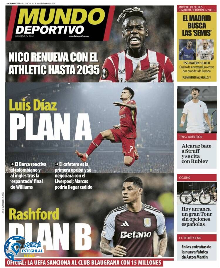 روزنامه ورزشی موندو دپورتیوو شنبه 14 تیر 1404  