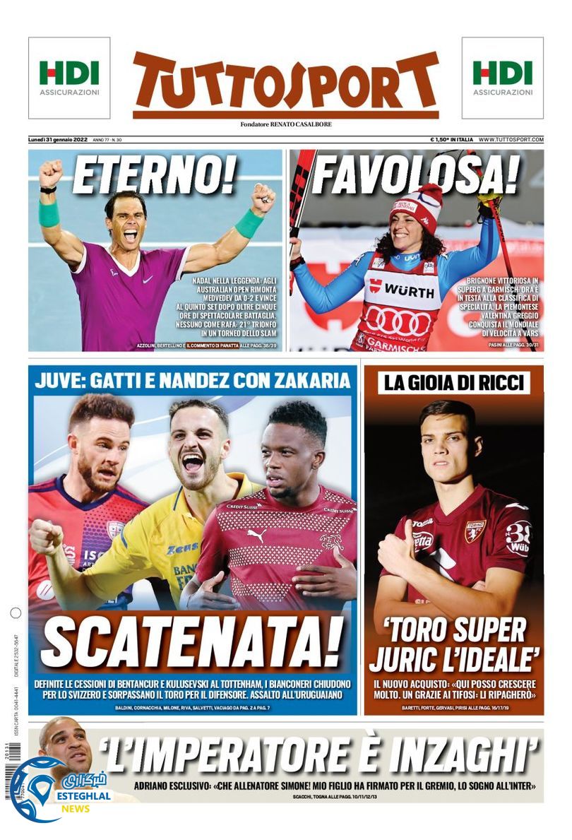 روزنامه ورزشی توتو اسپورت دوشنبه 11 بهمن 1400