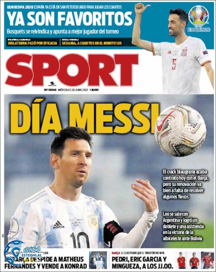 روزنامه ورزشی اسپورت چهارشنبه 9 تیر 1400