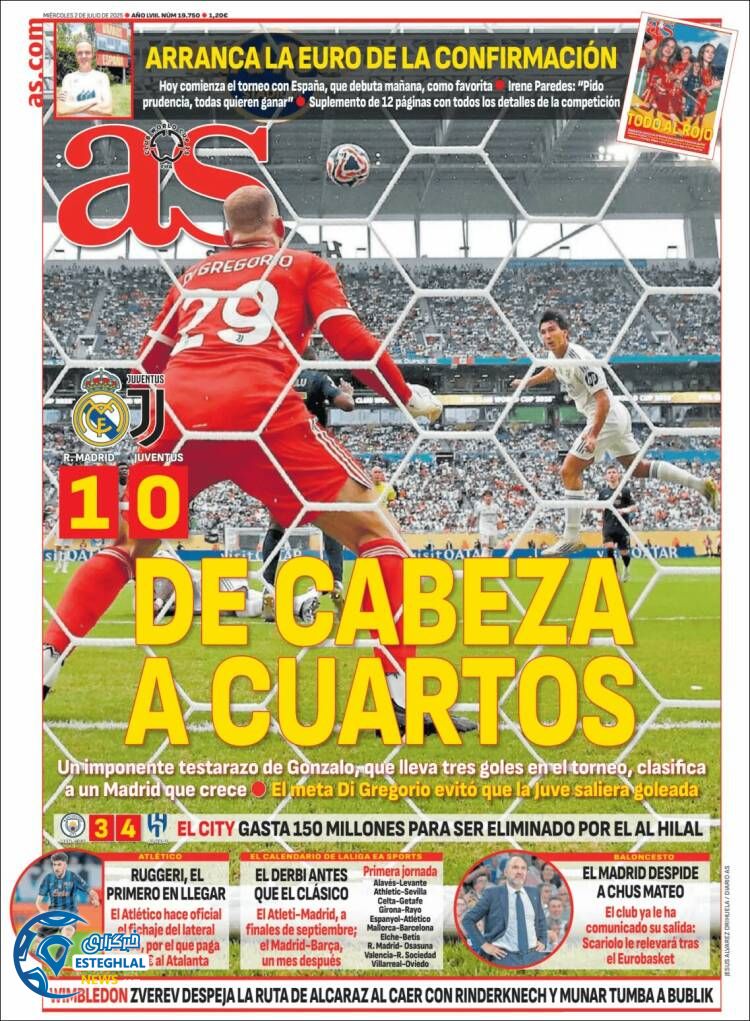 روزنامه ورزشی آ اس چهارشنبه 11 تیر 1404   