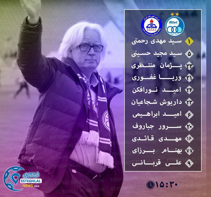 شماتیک ترکیب استقلال مقابل پارس جنوبی جم