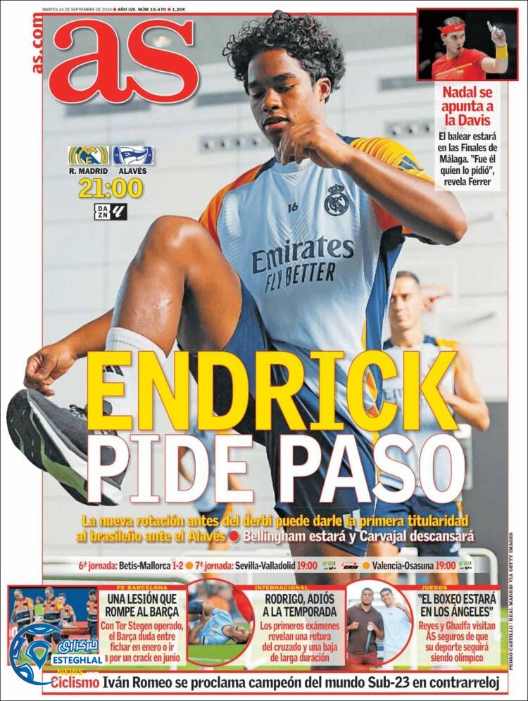 روزنامه  ورزشی آ اس سه شنبه 3 مهر 1403 