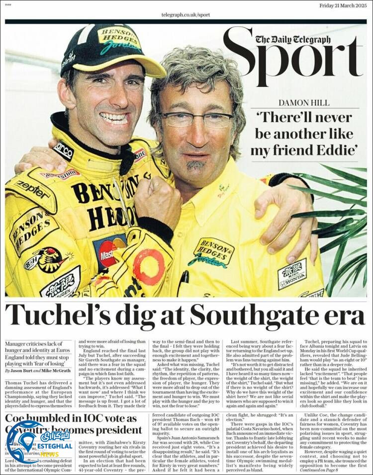 روزنامه  ورزشی تلگراف  اسپورت جمعه 1 فروردین 1404 