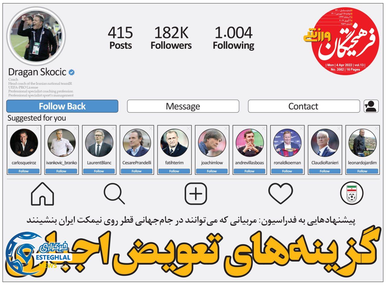 روزنامه های ورزشی ایران دوشنبه 15 فروردین 1401  