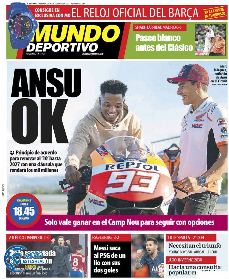 روزنامه ورزشی موندو دپورتیوو چهارشنبه 28 مهر 1400