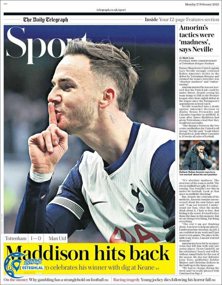 روزنامه  ورزشی تلگراف اسپورت دوشنبه 29 بهمن 1403 