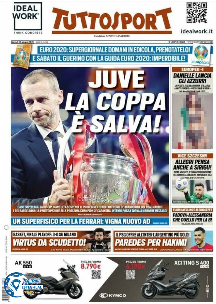 روزنامه ورزشی توتو اسپورت پنجشنبه 20 خرداد 1400