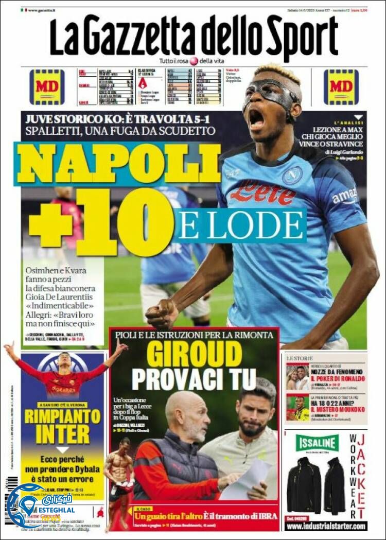 روزنامه ورزشی گاتزتا دلو اسپورت شنبه 24 دی 1401 