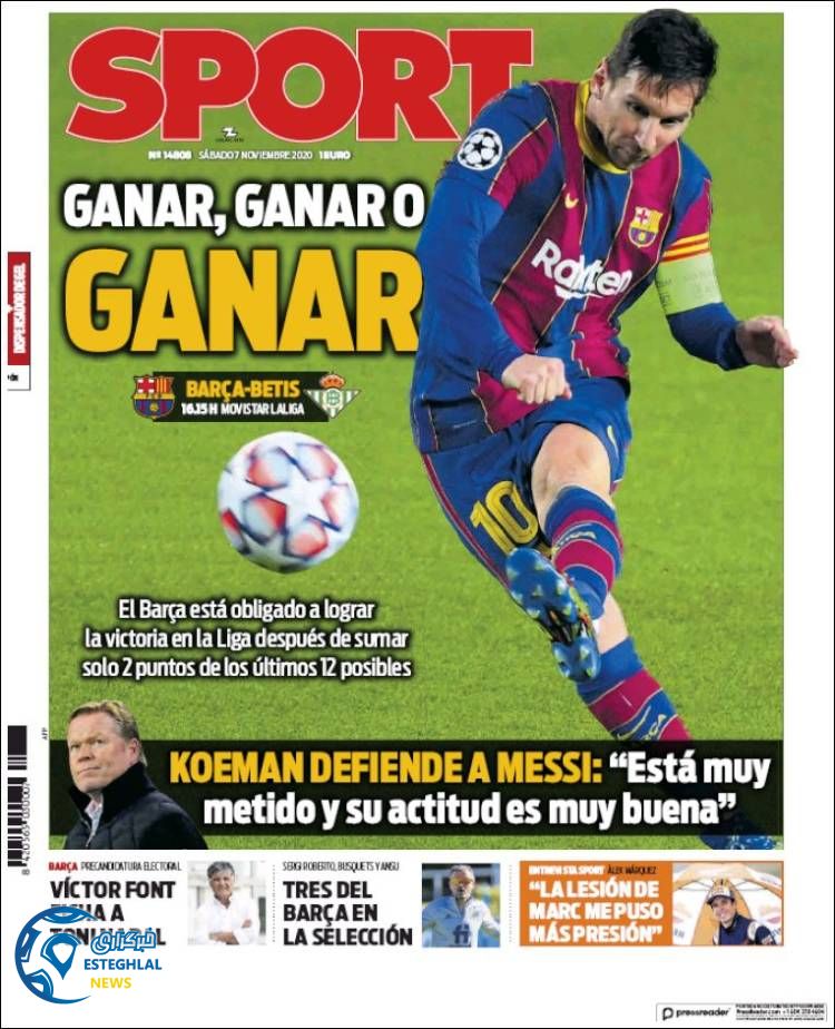 روزنامه ورزشی اسپورت شنبه 17 آبان 1399