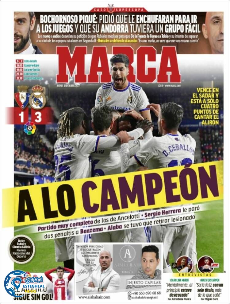 روزنامه ورزشی مارکا پنجشنبه 1 اردیبهشت 1401