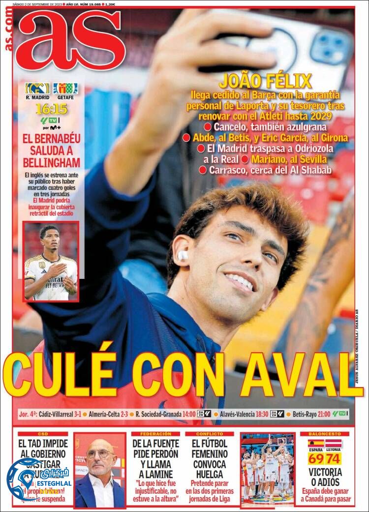 روزنامه ورزشی آ اس شنبه 11 شهریور 1402