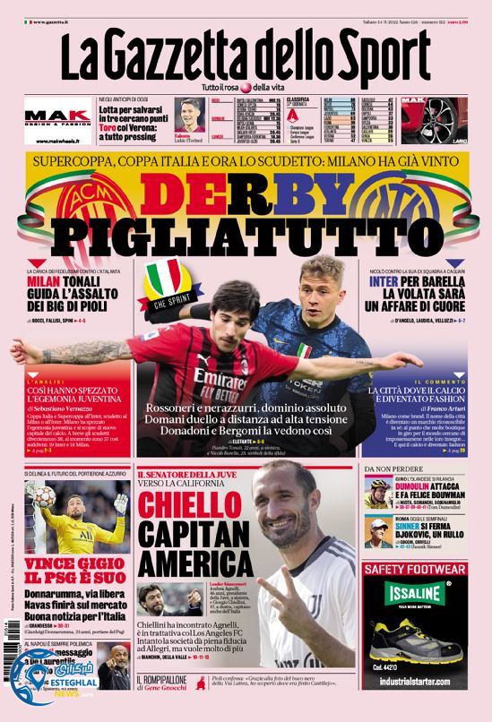 روزنامه ورزشی گاتزتا دلو اسپورت شنبه 24 اردیبهشت 1401