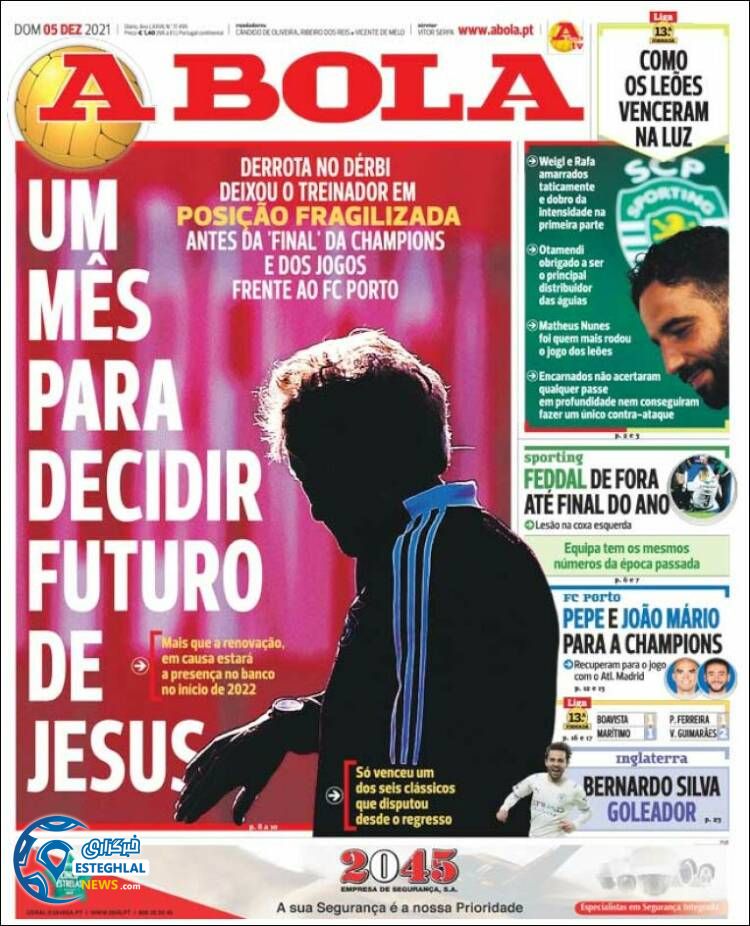 روزنامه ورزشی آبولا یکشنبه 14 آذر 1400