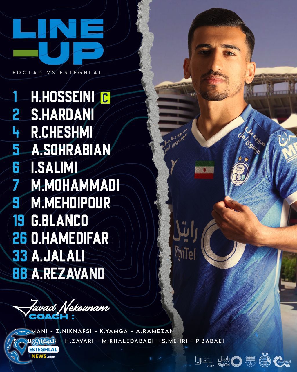 ترکیب استقلال مقابل فولاد خوزستان