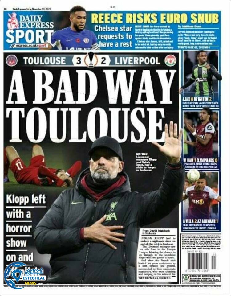 روزنامه  ورزشی اکسپرس اسپورت جمعه 19 آبان 1402 