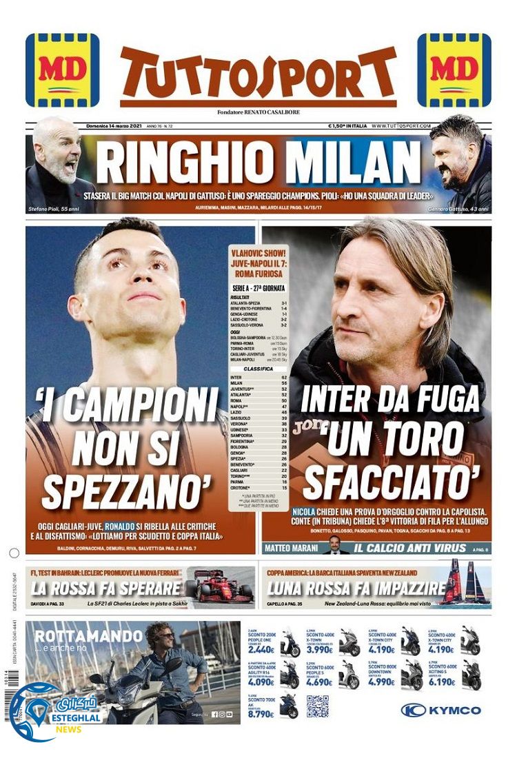 روزنامه ورزشی توتو اسپورت یکشنبه 24 اسفند 1399