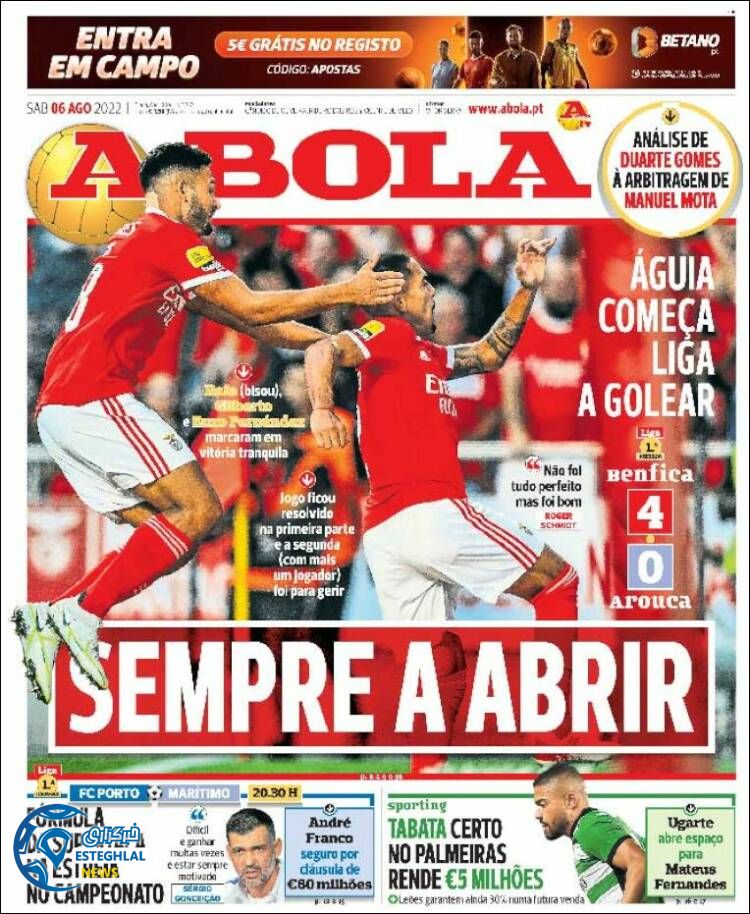 روزنامه ورزشی آبولا شنبه 15 مرداد 1401 