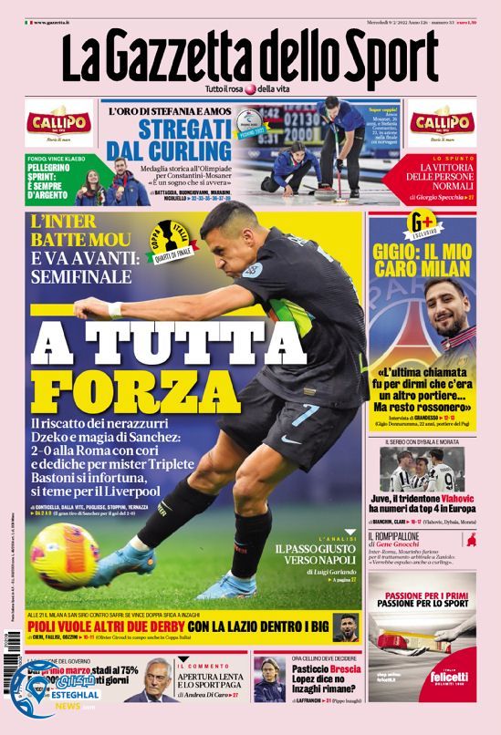 روزنامه ورزش گاتزتا دلو اسپورت چهارشنبه 20 بهمن 1400