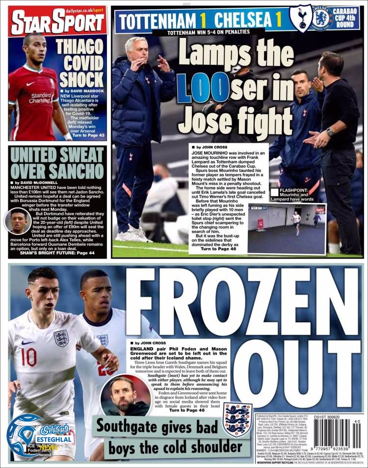 روزنامه ورزشی استار اسپورت چهارشنبه 9 مهر 1399