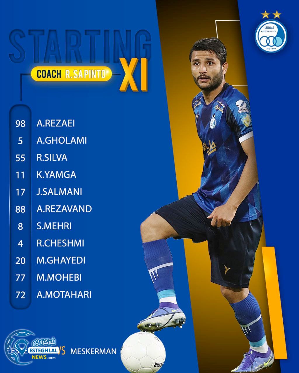ترکیب استقلال مقابل مس کرمان