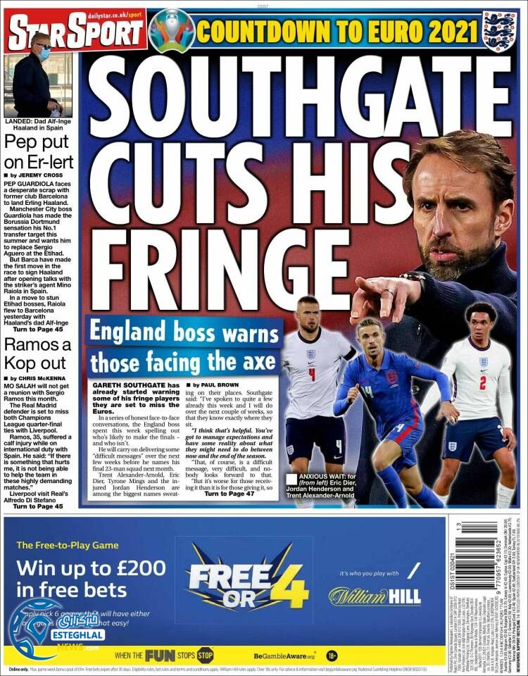 روزنامه ورزشی استار اسپورت جمعه 13 فروردین 1400