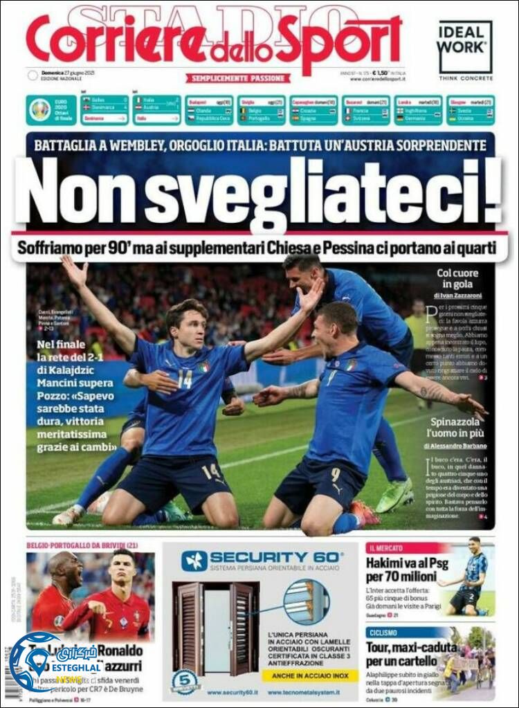 روزنامه ورزشی کوریره دلو اسپورت یکشنبه 6 تیر 1400