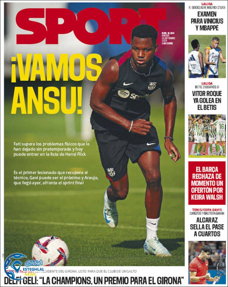 روزنامه اسپورت شنبه 24 شهریور 1403  