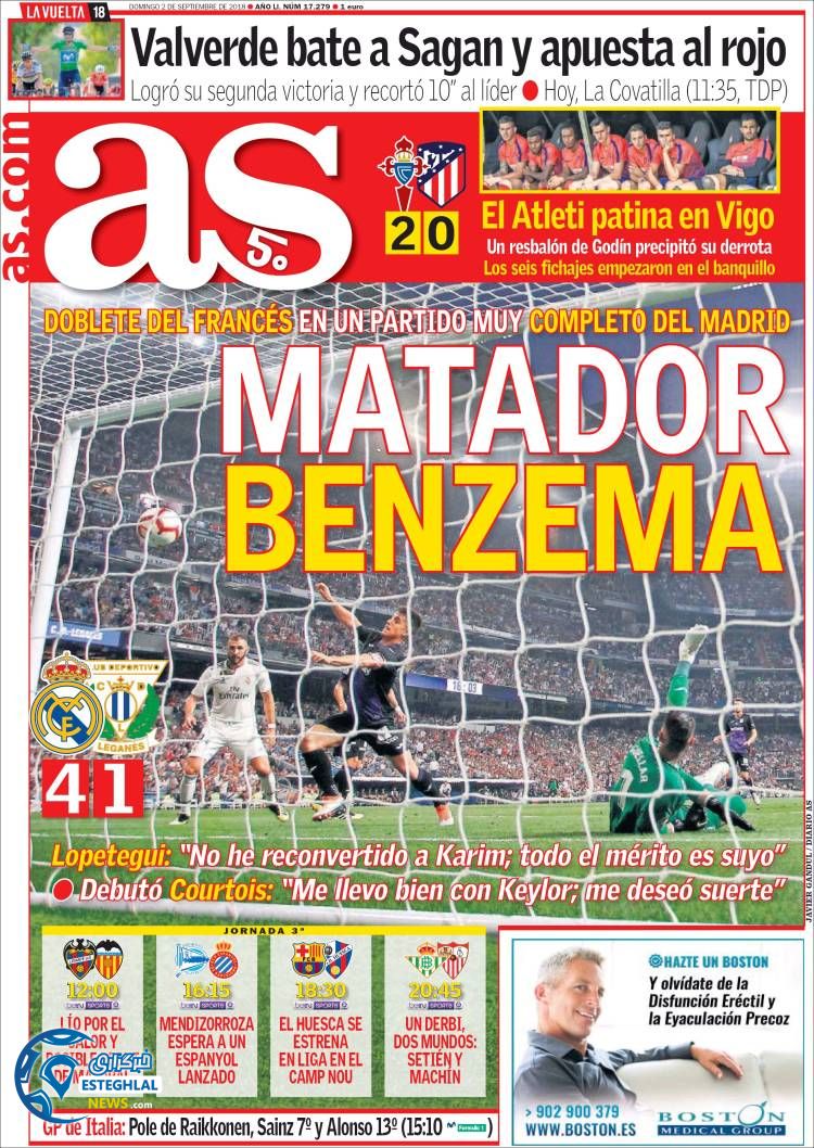 روزنامه ورزشی آ اس یکشنبه 11 شهریور 1397