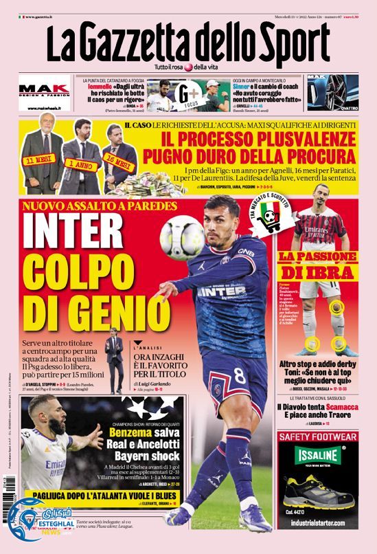 روزنامه ورزشی گاتزتا دلو اسپورت چهارشنبه 24 فروردین 1401