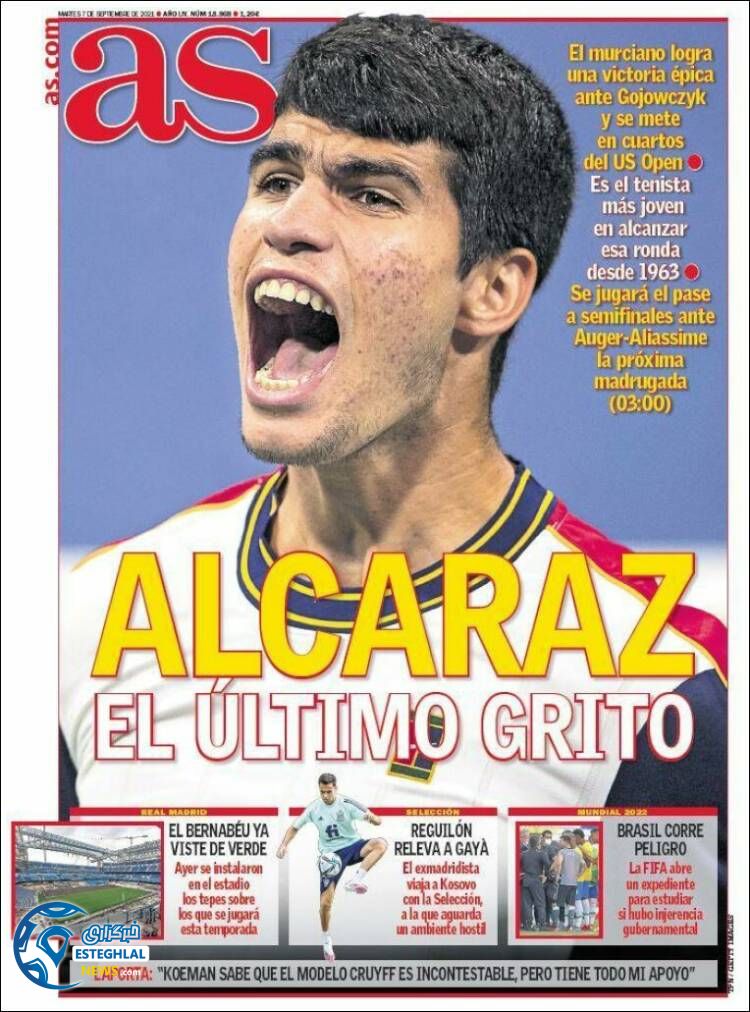 روزنامه ورزشی آ اس سه شنبه 16 شهریور 1400