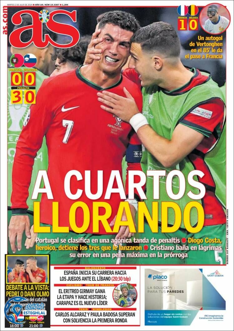 روزنامه ورزشی آ اس سه شنبه 12  تیر 1403 