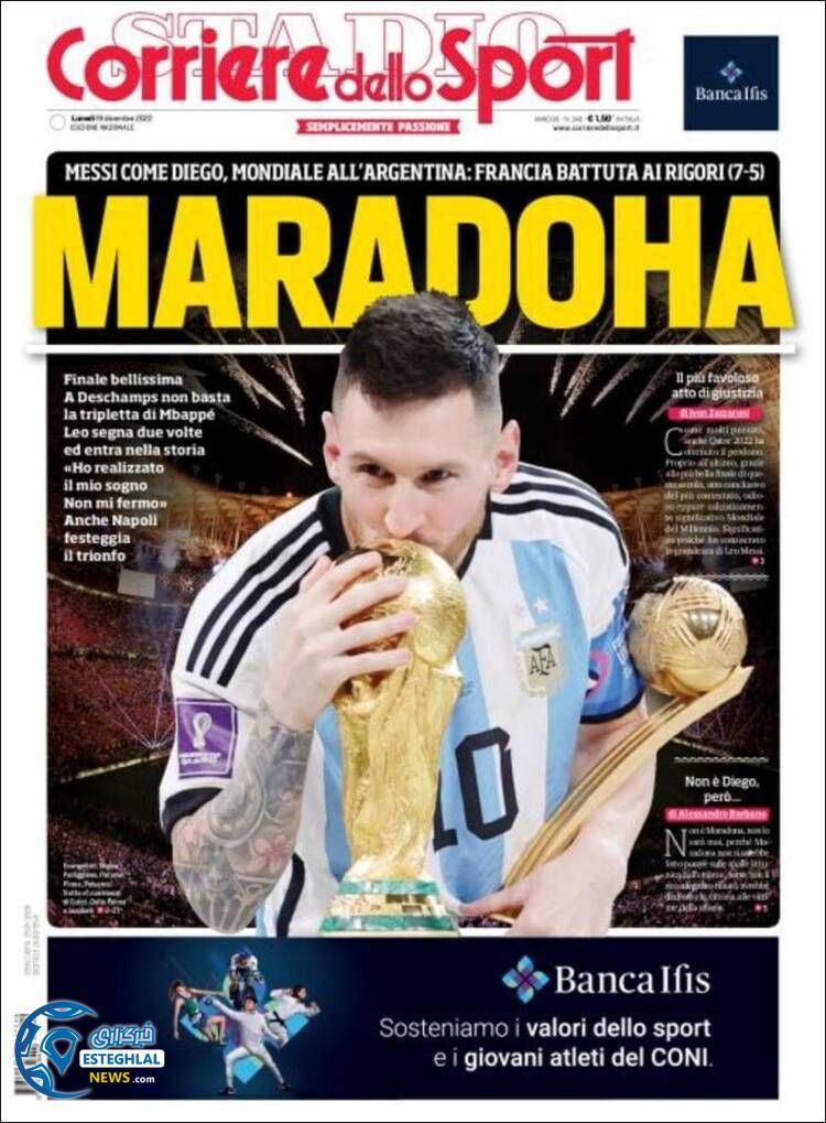 روزنامه ورزشی کوریره دلو اسپورت دوشنبه 28 آذر 1401