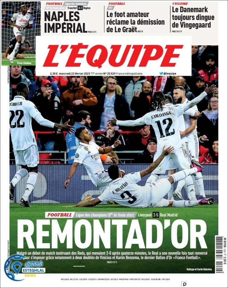 روزنامه ورزشی اکیپ چهارشنبه 3 اسفند 1401 