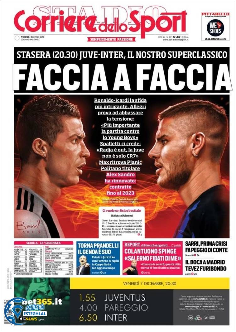 روزنامه ورزشی کوریره دلو اسپورت جمعه 16 آذر 1397