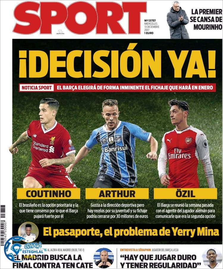 روزنامه ورزشی اسپورت چهارشنبه 22 آذر 1396